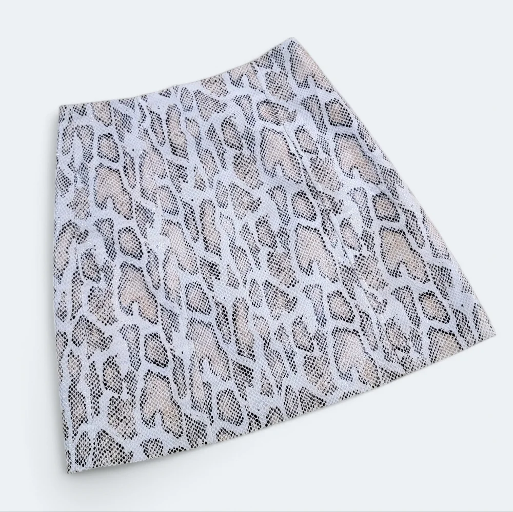 Fate Snakeskin Print Skirt ivory tan brown Size Small